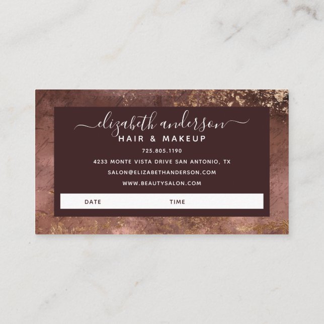 Elegant Guld Hair Stylist Salon Möte Busine Visitkort (Baksida)