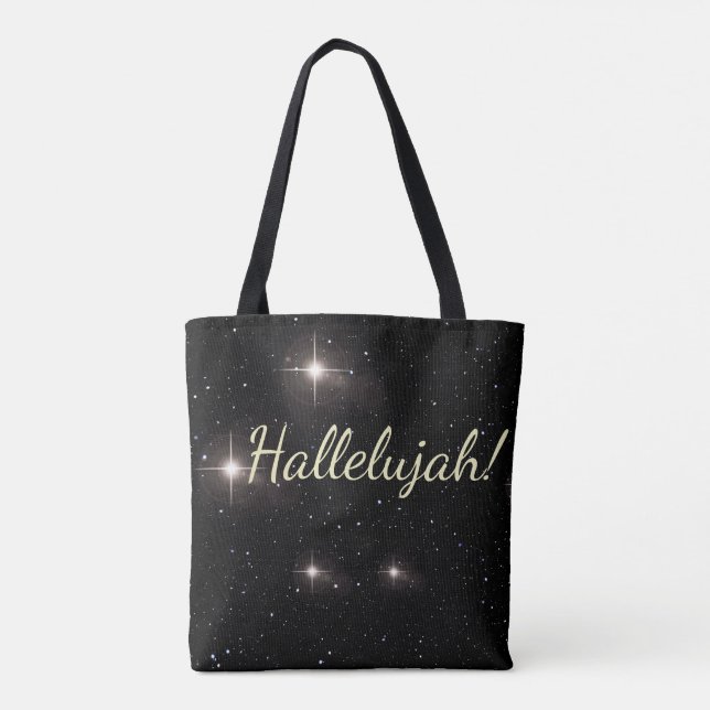 Elegant Guld 'Hallelujah!' Starry Black Helgdag Tygkasse (Baksida)