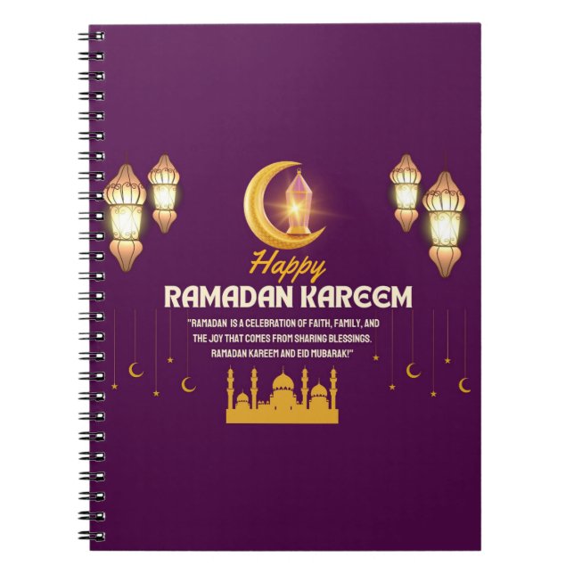 Elegant guld halvmåne Ramadan Mubarak hälsning Anteckningsbok (Framsidan)