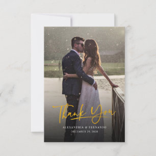 Elegant Guld Hand-Lettered Bröllop Photo Tack Anteckningskort