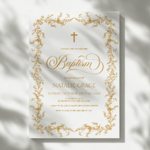 Elegant guld handritad blomster ram dop inbjudningar