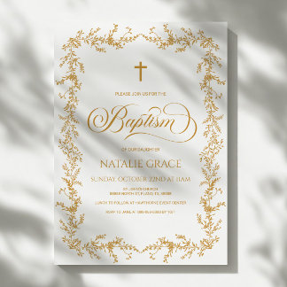 Elegant guld handritad blomster ram dop inbjudningar