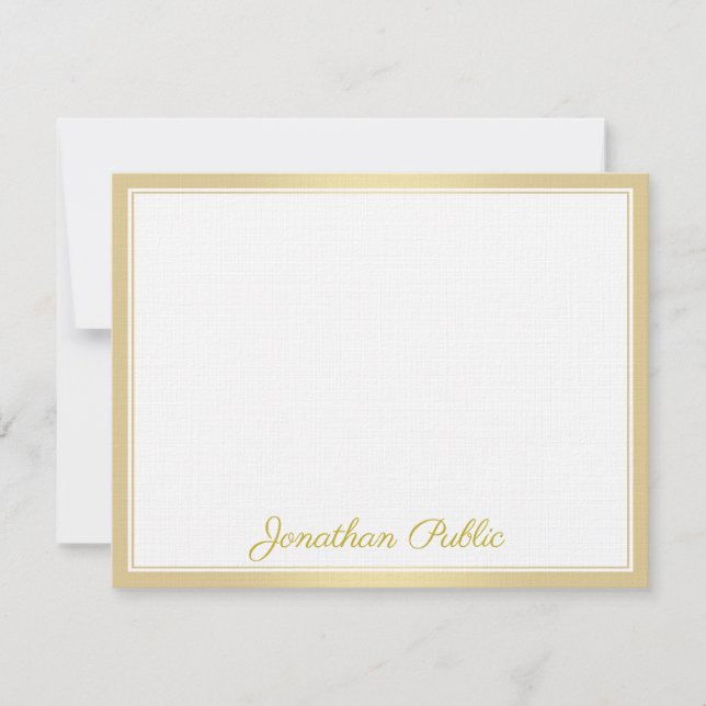 Elegant Guld handskriftsmall Luxuriös text Anteckningskort (Framsida)