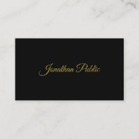 Elegant Guld Handskrivet skript Sleek Black Plain