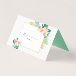 Elegant Guld Hawaii Hibiscus Bröllop Bord-kort Visitkort
