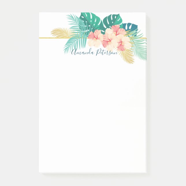 Elegant Guld Hawaiian Hibiscus Post-it Notes (Framsida)