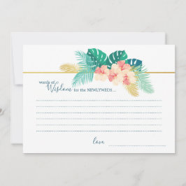 Elegant guld hawaiianskt hibiskus bröllaps visdoms meddelande