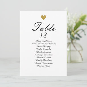 Elegant Guld Heart Bordsnummer Sittkartor