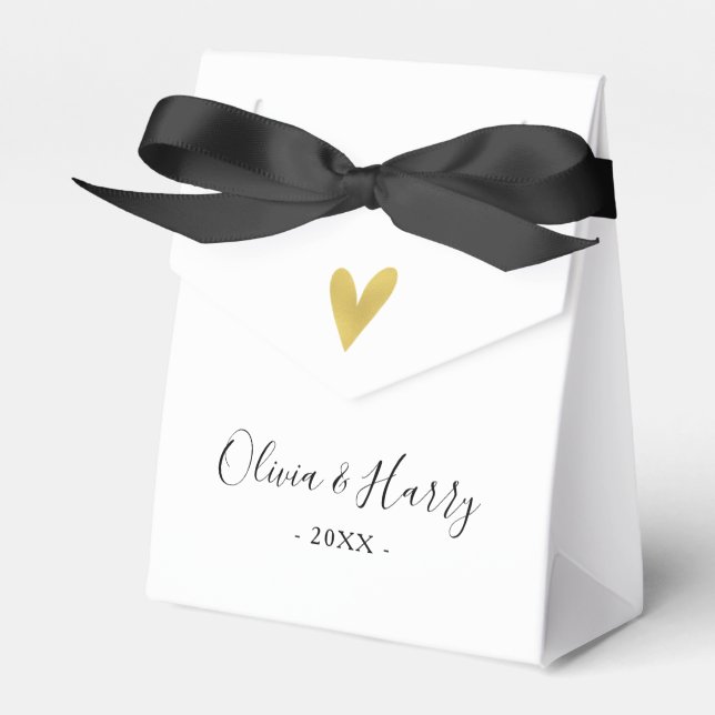 Elegant Guld Heart Chic White Wedor Favor Box Presentaskar (Framsidan Sidan)