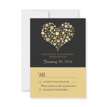 Elegant Guld Heart Dusty Black Bröllop OSA