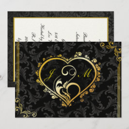 Elegant Guld Heart Monogram Bachelorette Party Inbjudningar