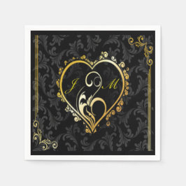 Elegant Guld Heart Monogram Pappra blöjor Pappersservett