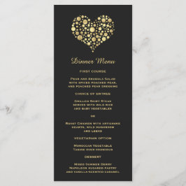Elegant Guld Heart på Dusty Black Slim Dinner Menu Meny