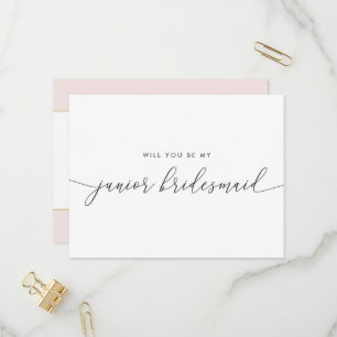 Elegant Guld Heart vara min Junior Bridesmaid Inbjudan Vykort