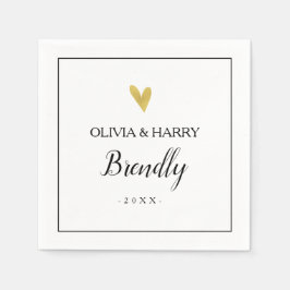 Elegant Guld Heart | White Bröllop Pappersservett