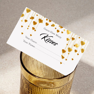 Elegant Guld Hearts hur många kysser möhippa spel Tilläggskort