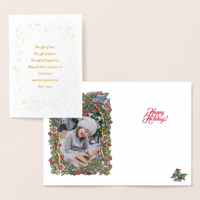 Elegant Guld Helgdag fågelns andedräkt i julklapp Folierat Kort (Display)