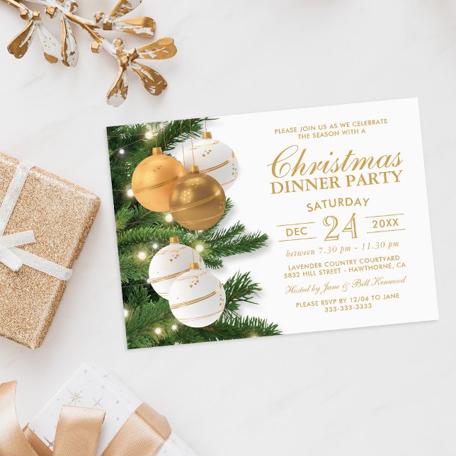 Elegant Guld Helgdag jul Party Inbjudningar (Skapare uppladdad)