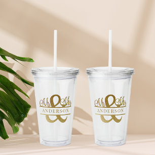 Elegant Guld, herr och fru Monogram Bröllop, minim Take Away Mugg