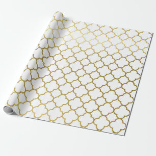 Elegant guld hexagon abstrakt mönster bröllopsinpa presentpapper