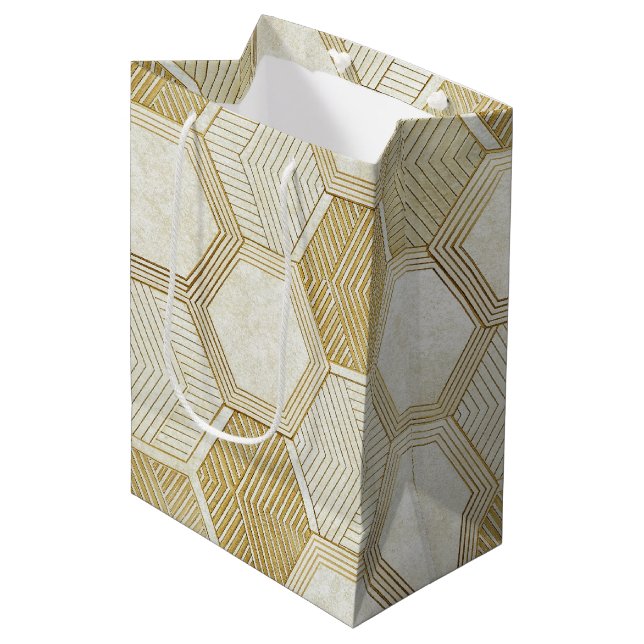 Elegant guld hexagon geometrisk mönster - Marmor 2 (Framsidan Vinklad)