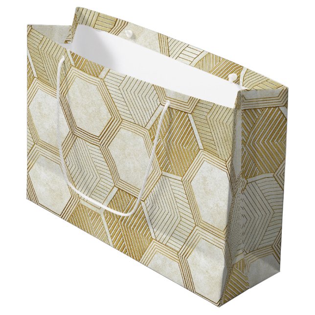 Elegant guld hexagon geometrisk mönster - Marmor 2 (Framsidan Vinklad)