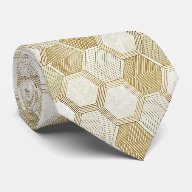 Elegant guld hexagon geometrisk mönster - Marmor 2 Slips (Rullad)