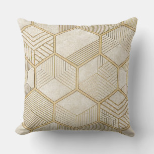 Elegant guld hexagon geometrisk mönster - Marmor 3 Kudde