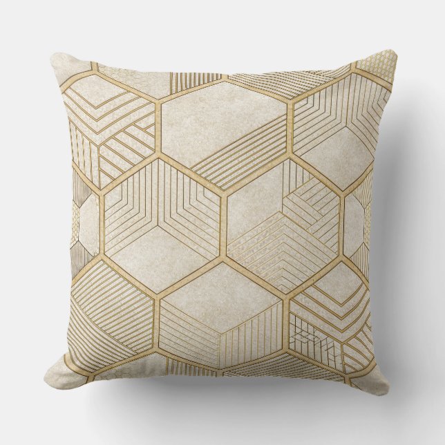Elegant guld hexagon geometrisk mönster - Marmor 3 Kudde (Framsida)