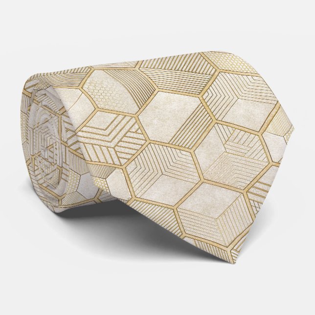 Elegant guld hexagon geometrisk mönster - Marmor 3 Slips (Rullad)