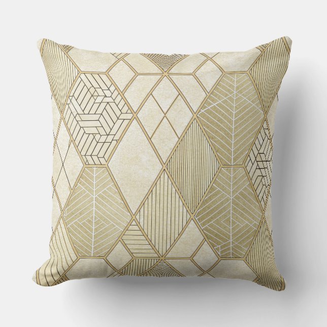 Elegant guld hexagon geometrisk mönster - Marmor 4 Kudde (Framsida)