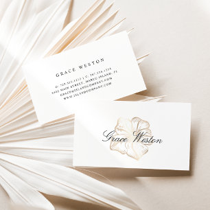Elegant Guld Hibiscus Flower Script Visitkort