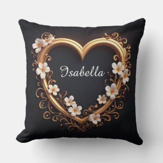 ✨ Elegant guld hjärta blomster romantisk lyxdesign Kudde