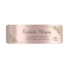 Elegant Guld Hjärtan Rosa Guld Bröllop Returadress Etikett