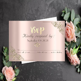 Elegant Guld Hjärtan Rosa Guld RSVP-kort Inbjudningar