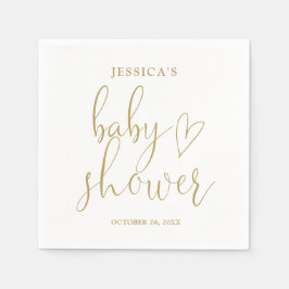 Elegant guld hjärtskrift Baby Shower Pappersservett
