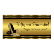 Elegant guld högklackad födelsedagsfest banner