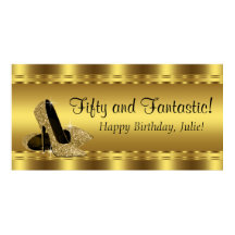 Elegant guld högklackad födelsedagsfest banner