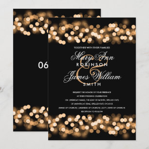 Elegant Guld Hollywood Glam Bröllop Inbjudningar
