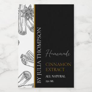 Elegant Guld Homemade Cinnamon Extract Label. Vinetikett
