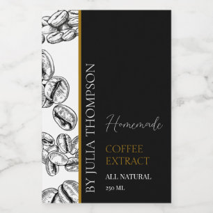 Elegant Guld Homemade Coffee Extract Label Vinetikett