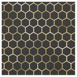 Elegant Guld Honeycomb Black Mönster Tyg