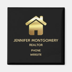 Elegant Guld House Symbol Real Gods Business Magnet