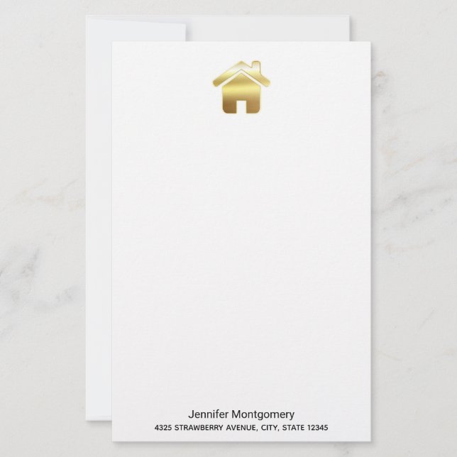 Elegant Guld House Symbol Real Gods Design (Framsida)