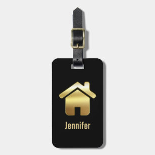 Elegant Guld House Symbol Real Gods Design Bagagebricka