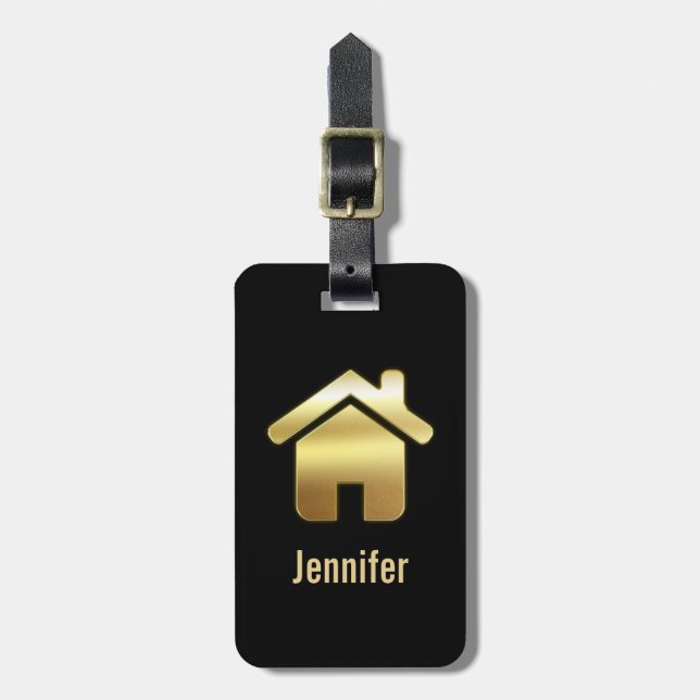 Elegant Guld House Symbol Real Gods Design Bagagebricka (Vertikal Framsida)