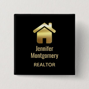 Elegant Guld House Symbol Real Gods Design Knapp