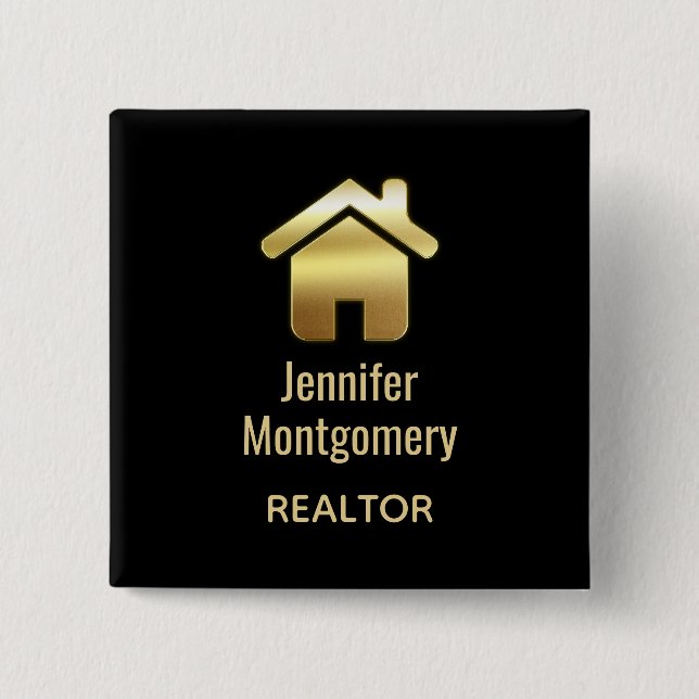 Elegant Guld House Symbol Real Gods Design Knapp (Framsida)