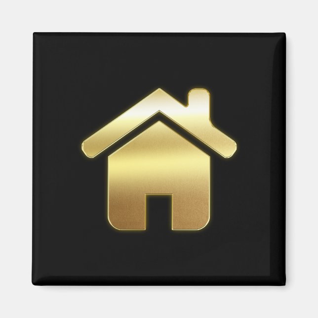 Elegant Guld House Symbol Real Gods Design Magnet (Framsidan)