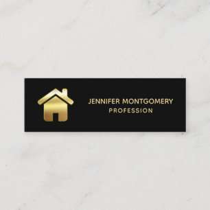Elegant Guld House Symbol Real Gods Design Mini Visitkort